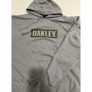 Oakley Fleece Pullover Hoodie Gray Logo Hooded Pockets Men's